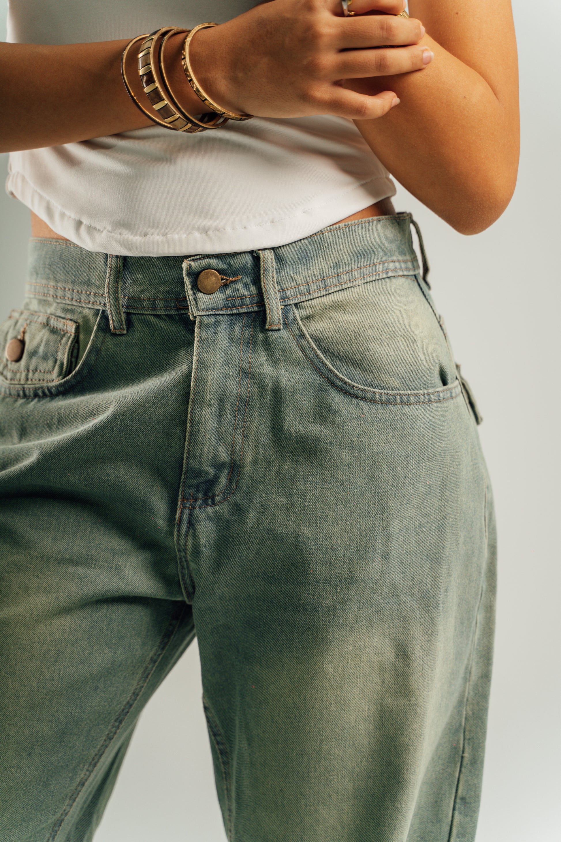 Green denim