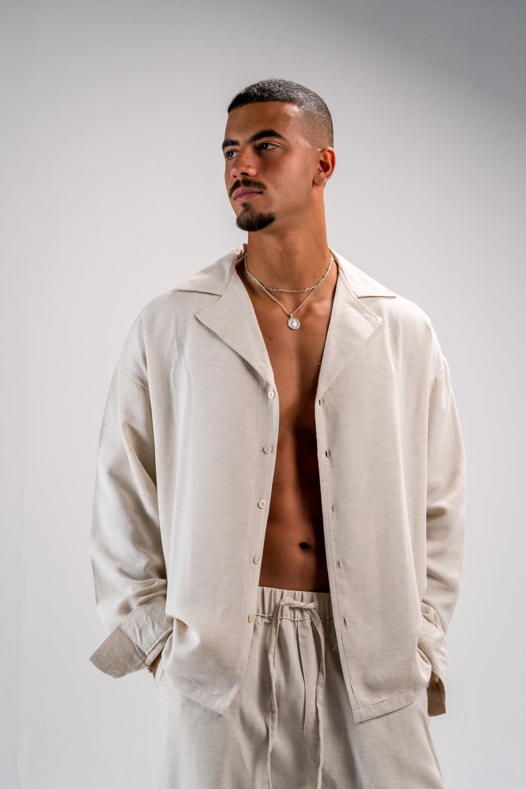 CREAME/BEIGE LINEN SET