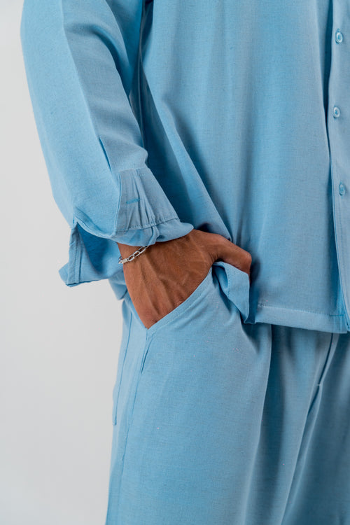 Baby blue linen pants