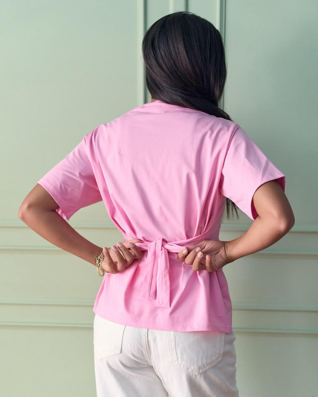 Waist Tie Top - Powder Pink