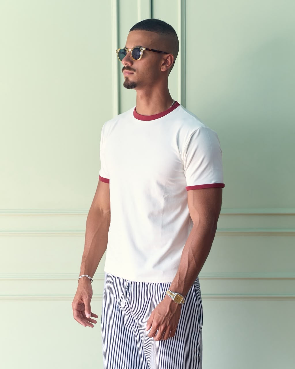 Fitted Ringer T-Shirt - White/Red