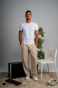 UNISEX PINSTRIPED BEIGE