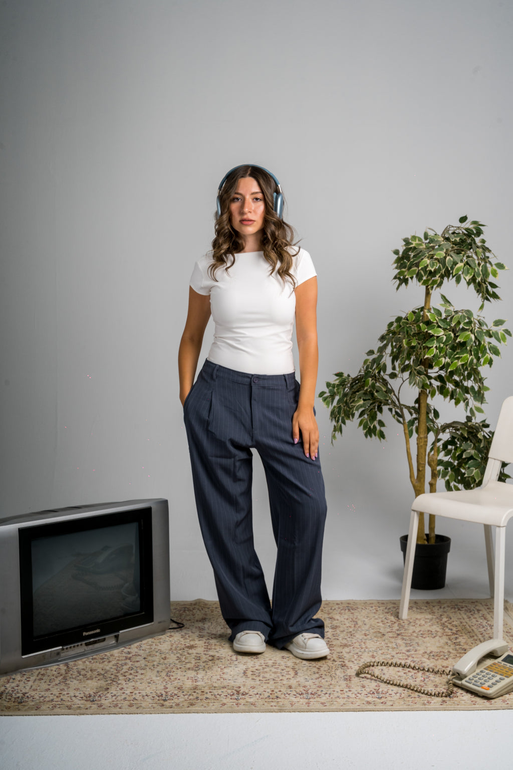 UNISEX PINSTRIPED DARK BLUE