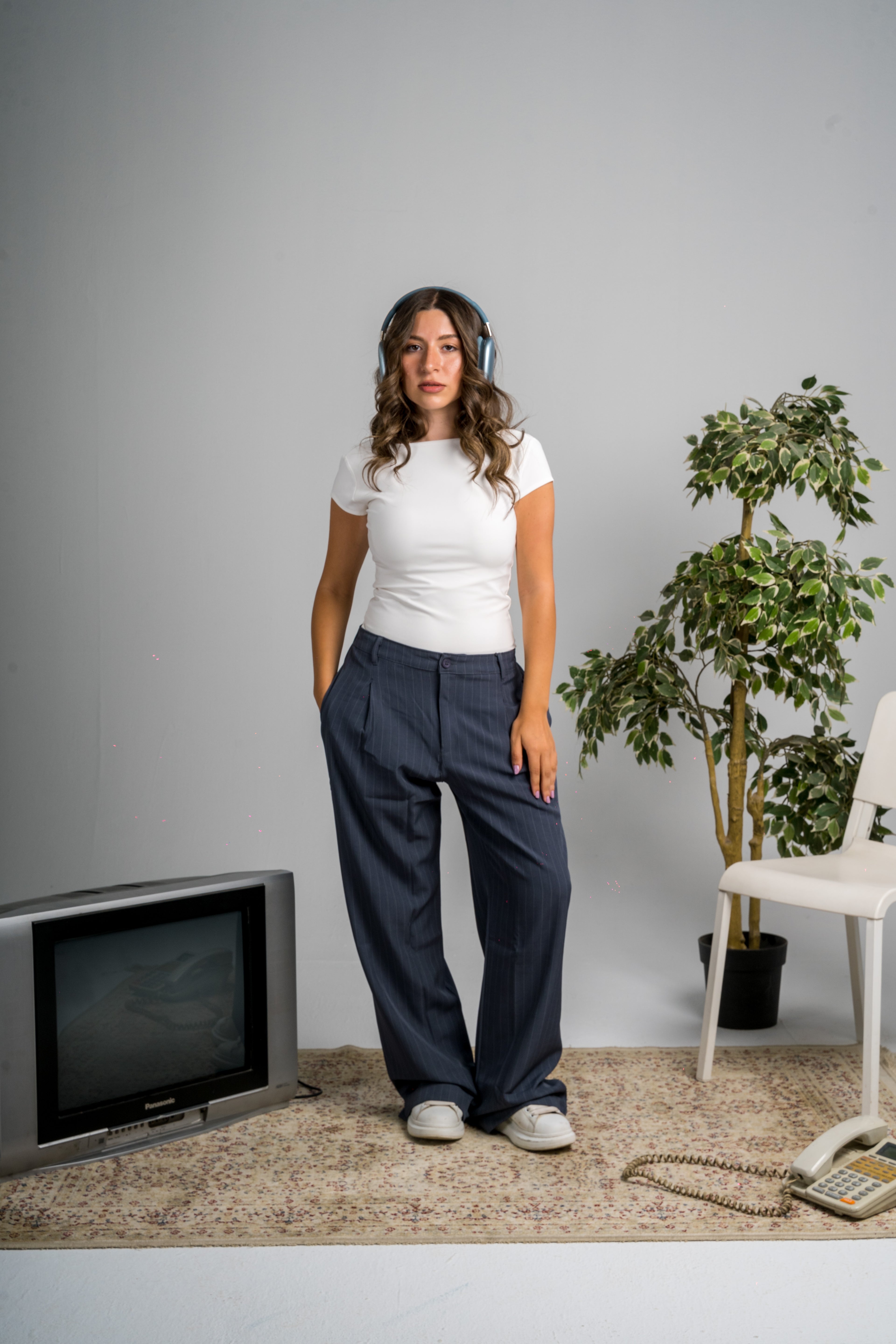 UNISEX PINSTRIPED DARK BLUE