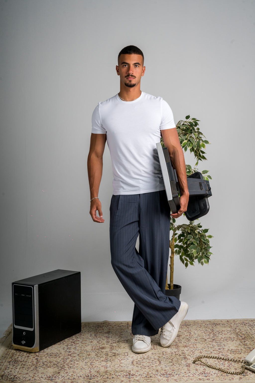 UNISEX PINSTRIPED DARK BLUE