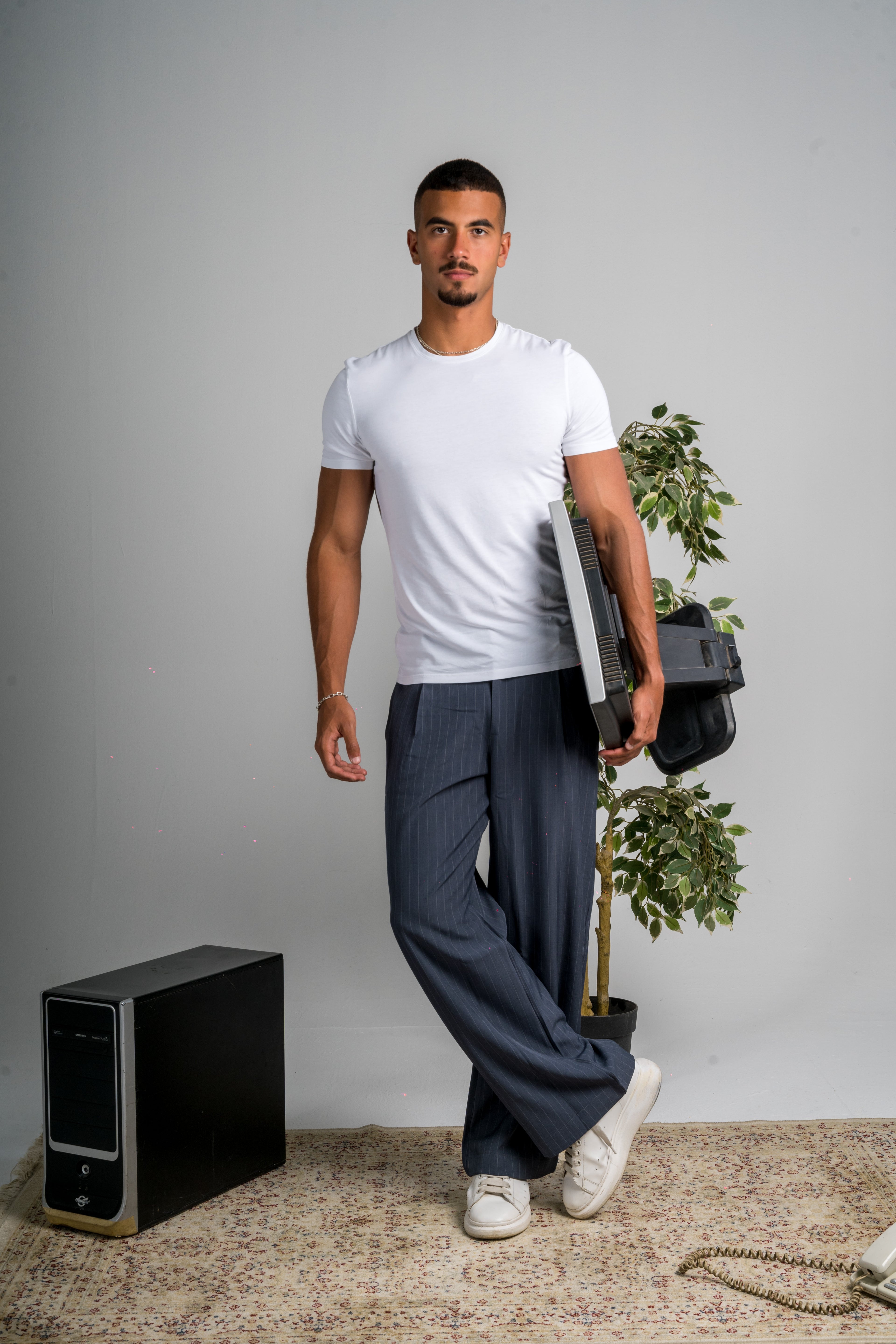 UNISEX PINSTRIPED DARK BLUE