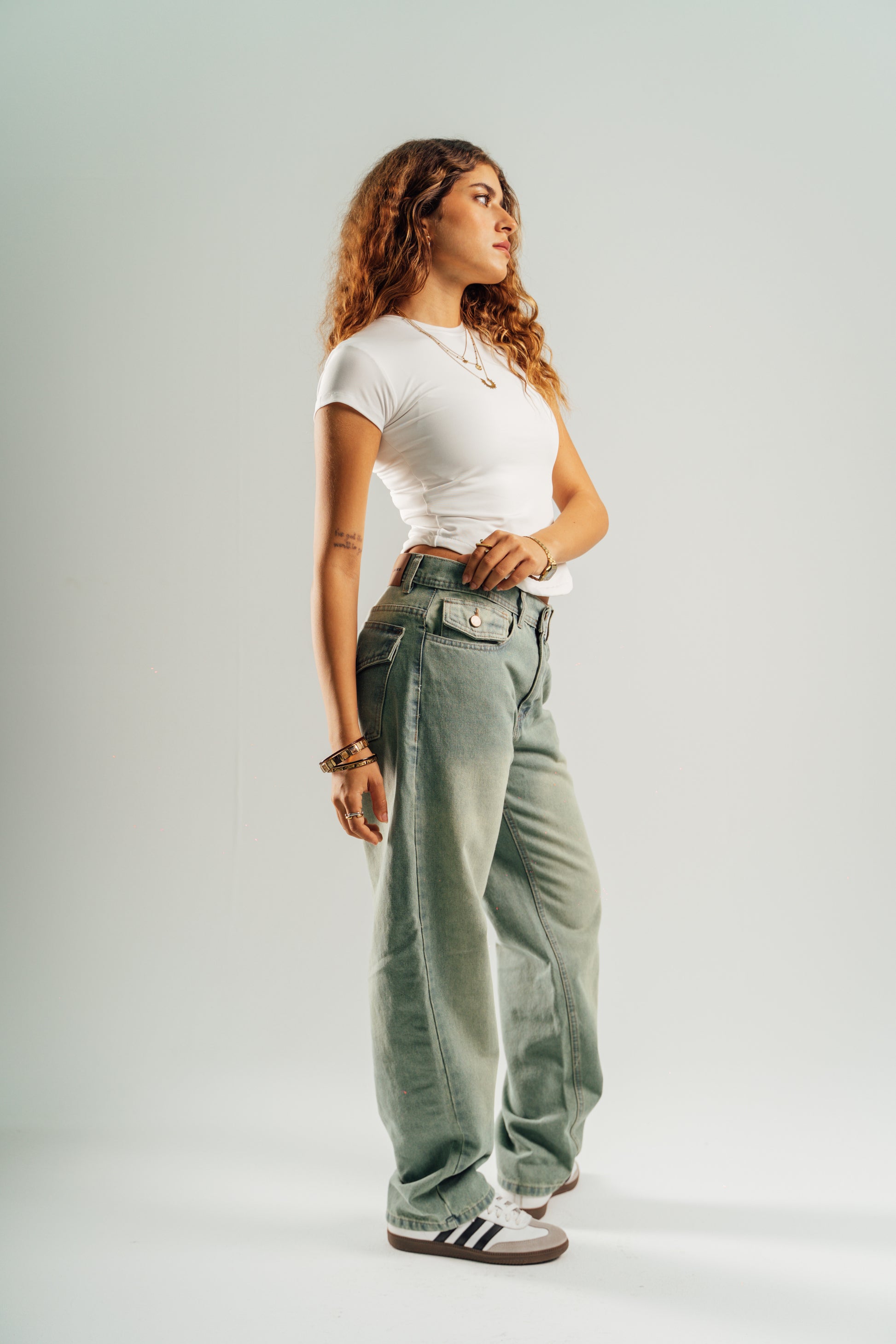 Green denim