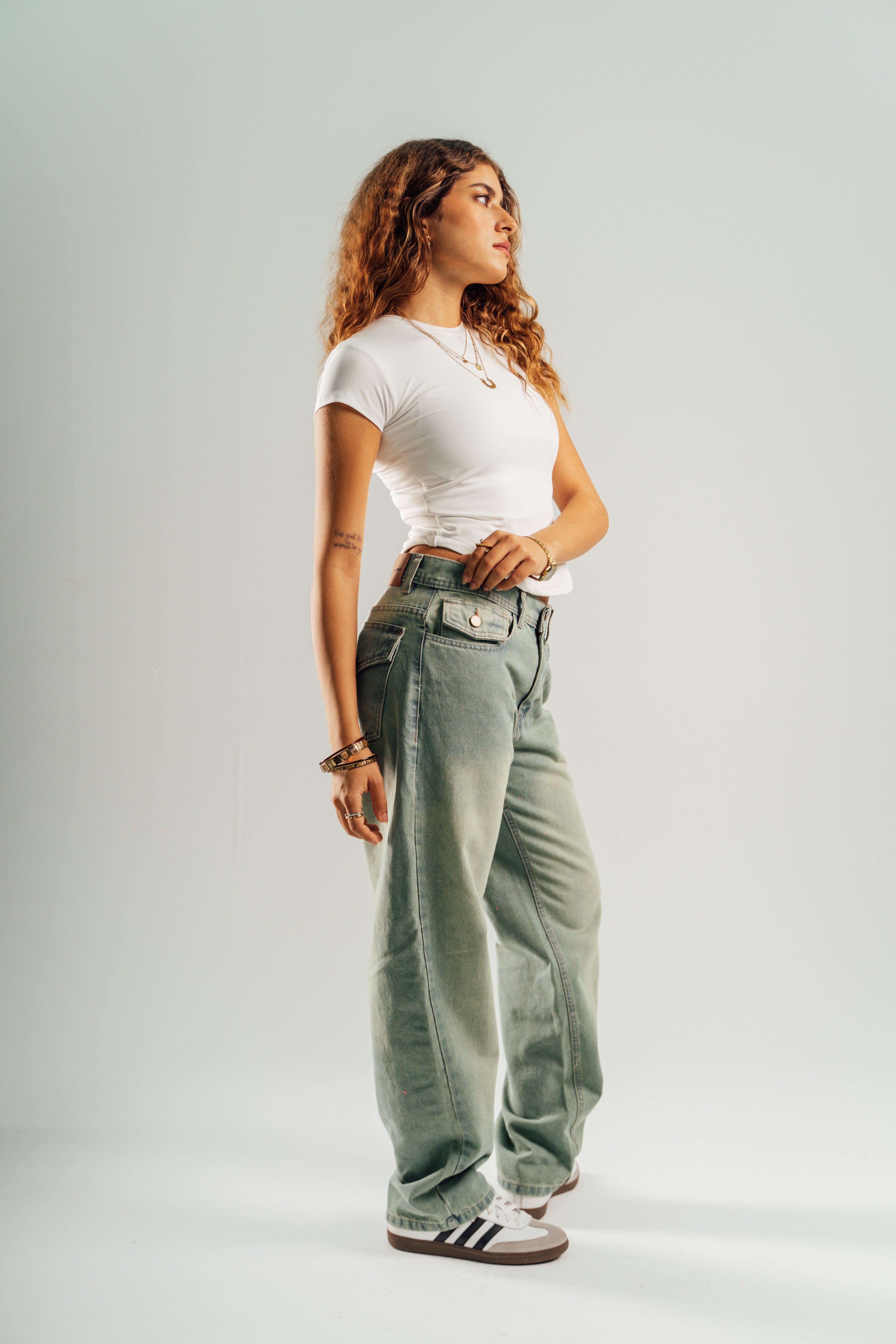 Green denim