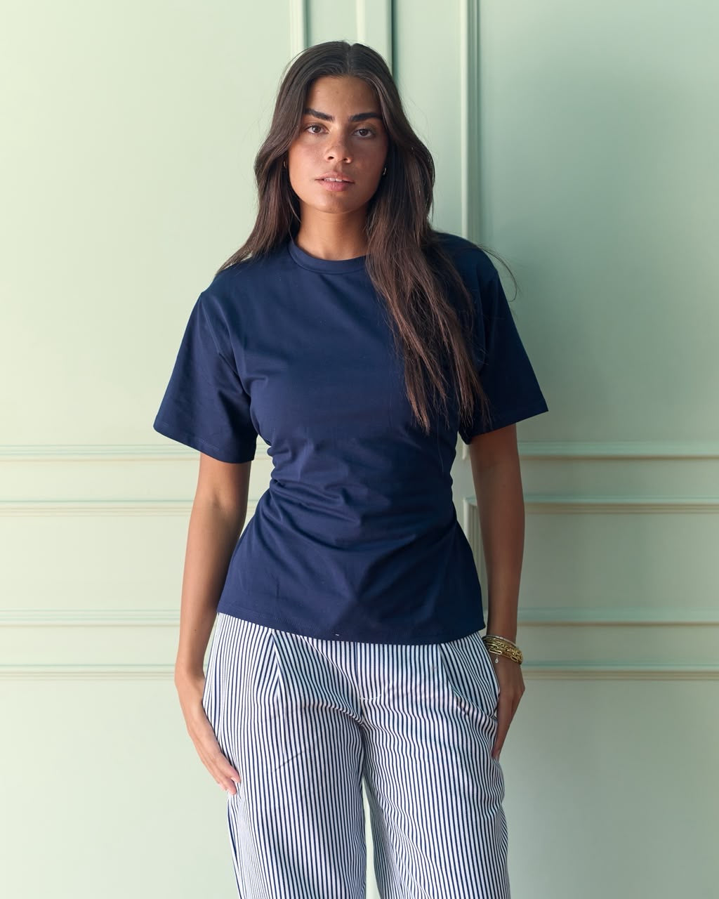 Waist Tie Top- Navy
