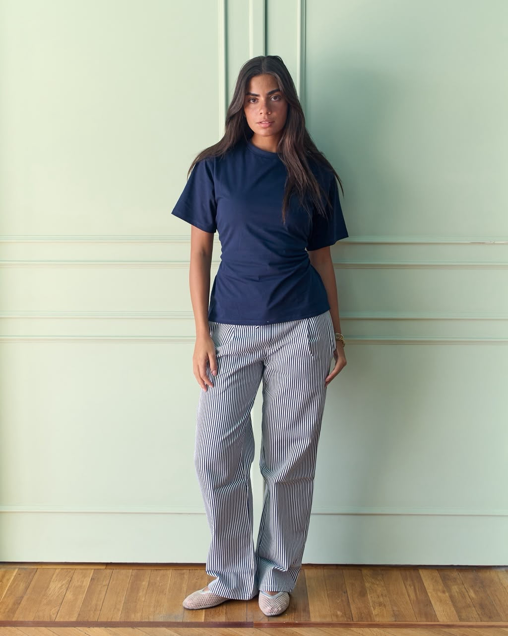 Waist Tie Top- Navy