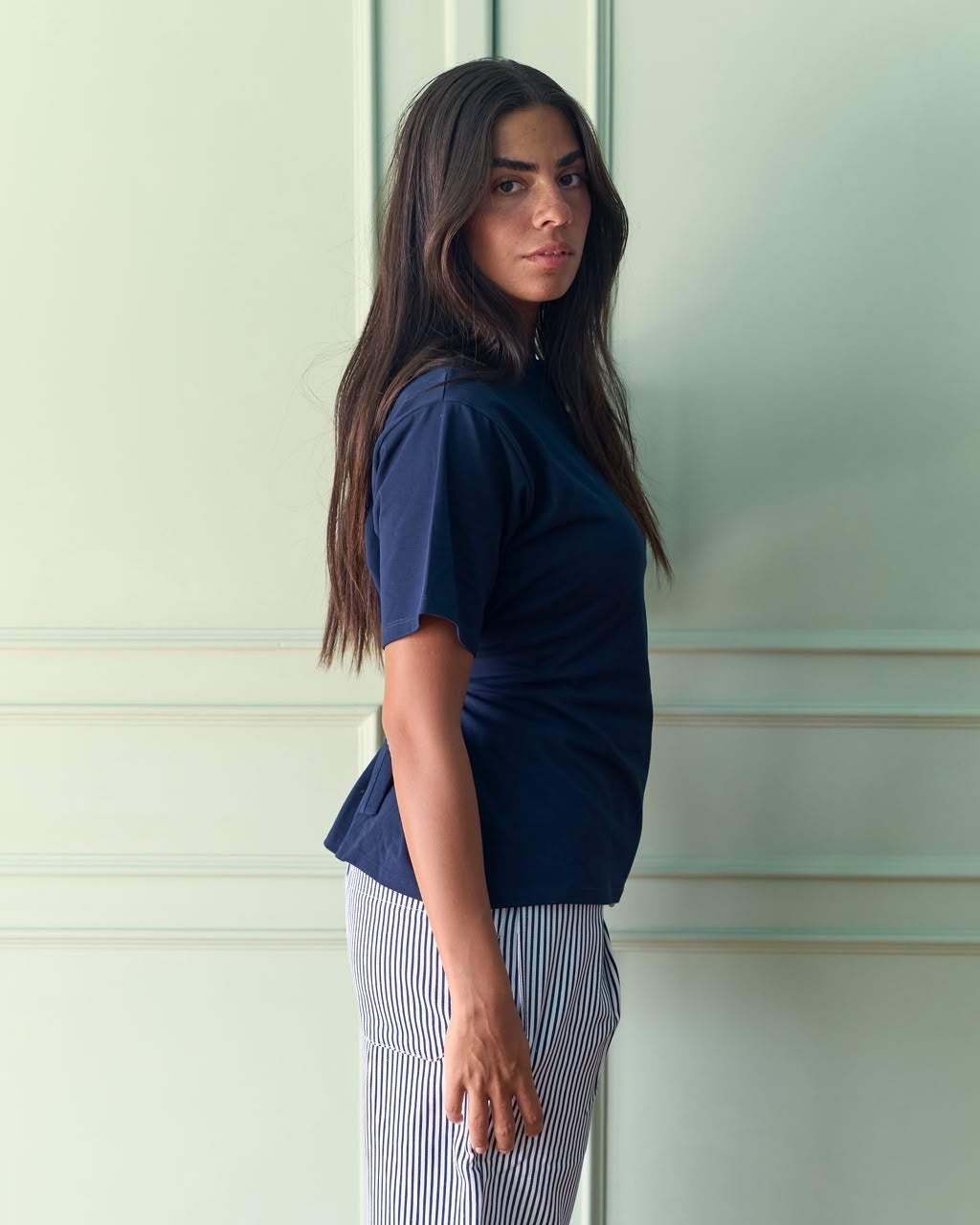 Waist Tie Top- Navy