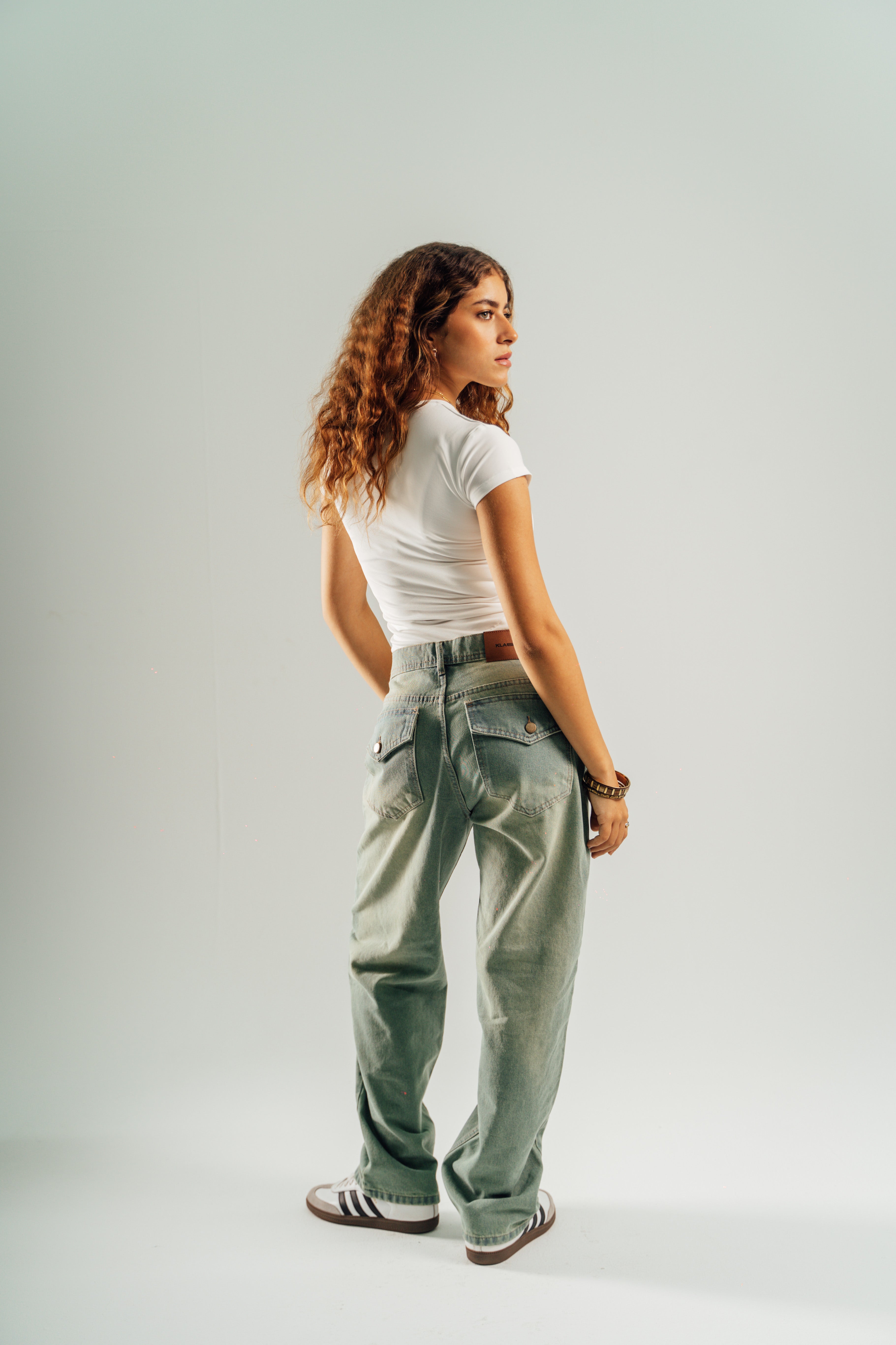 Green denim