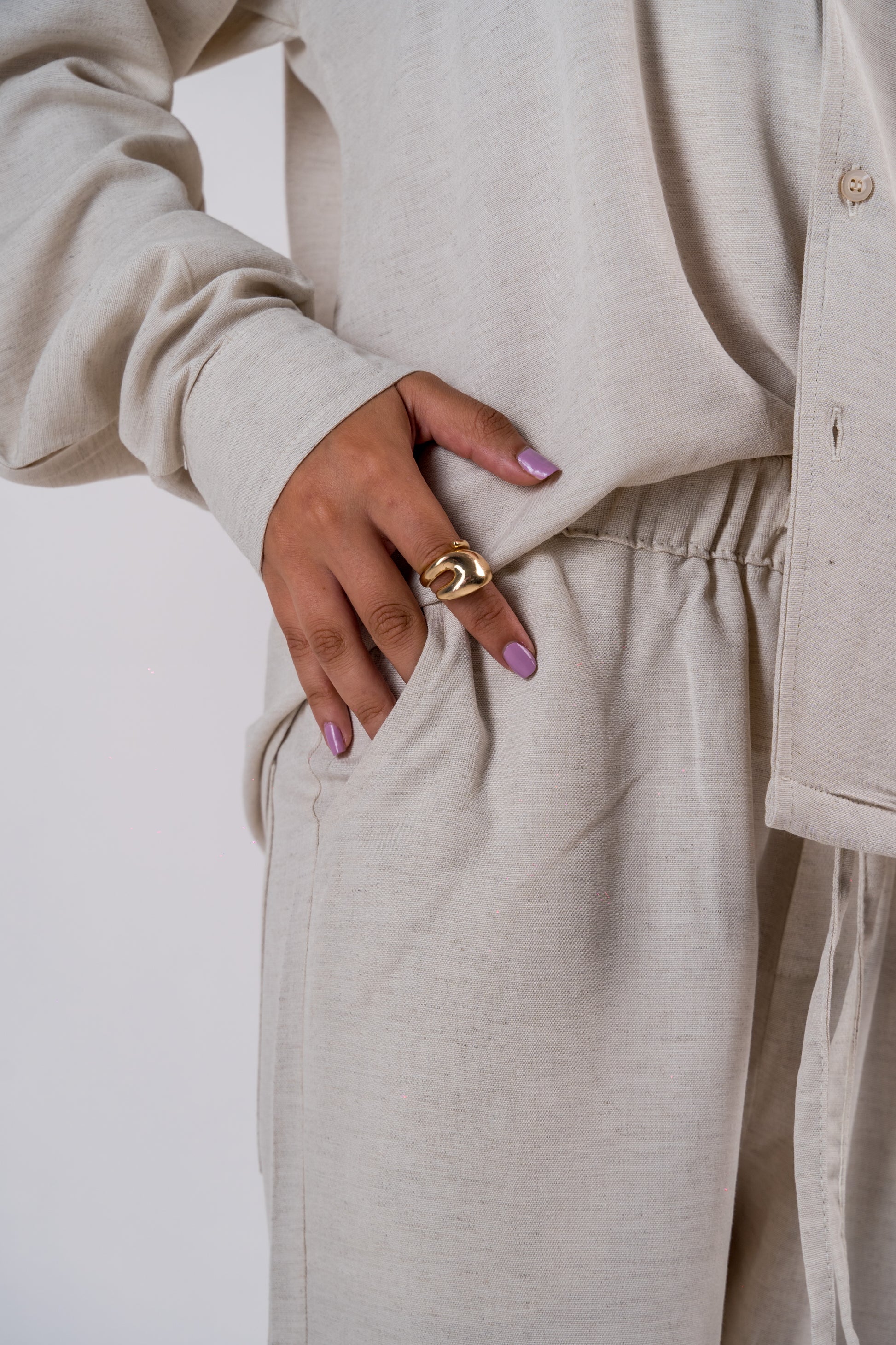 Beige linen pants