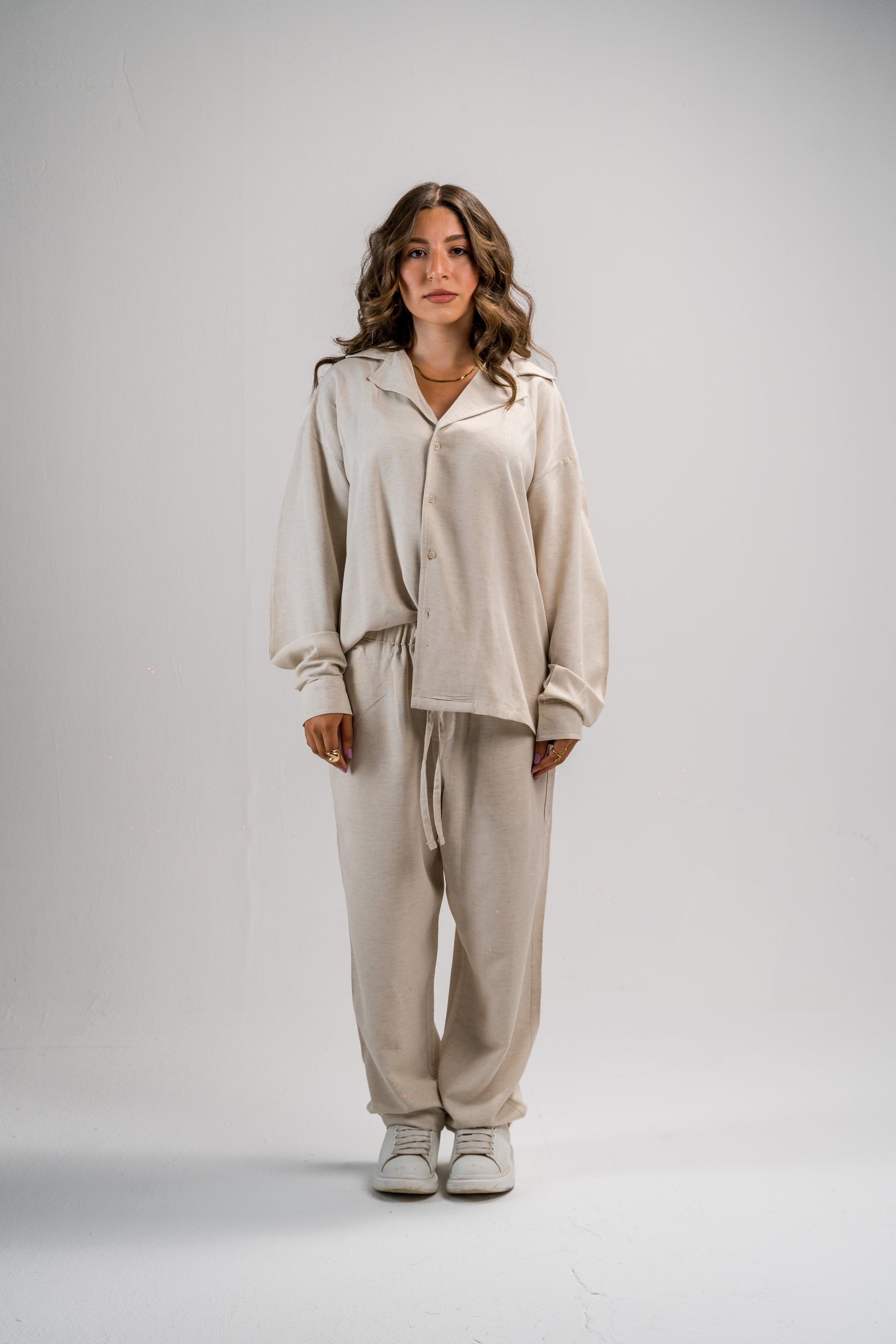 Beige linen pants