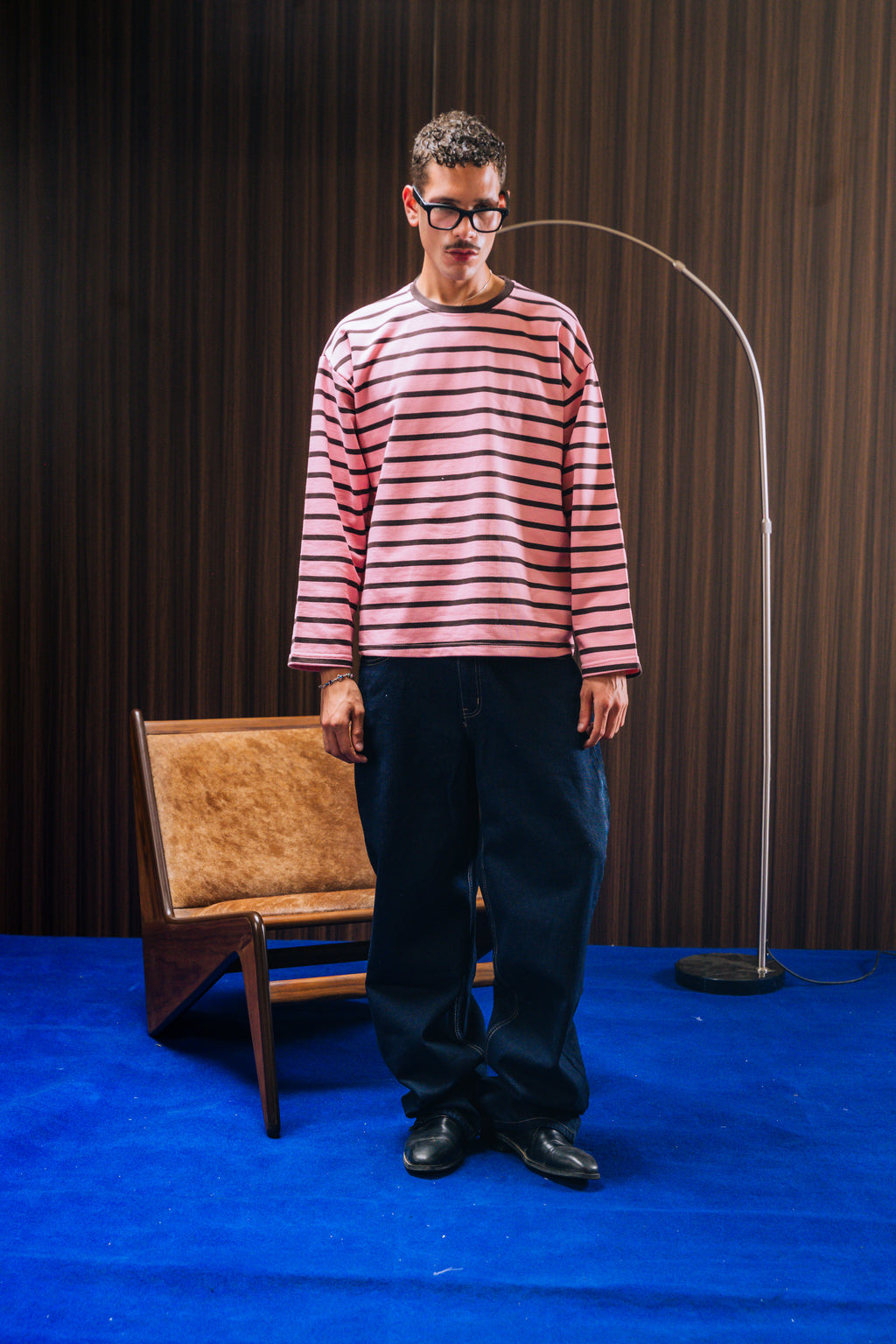 Striped Long Sleeve Tee - Pink / Brown
