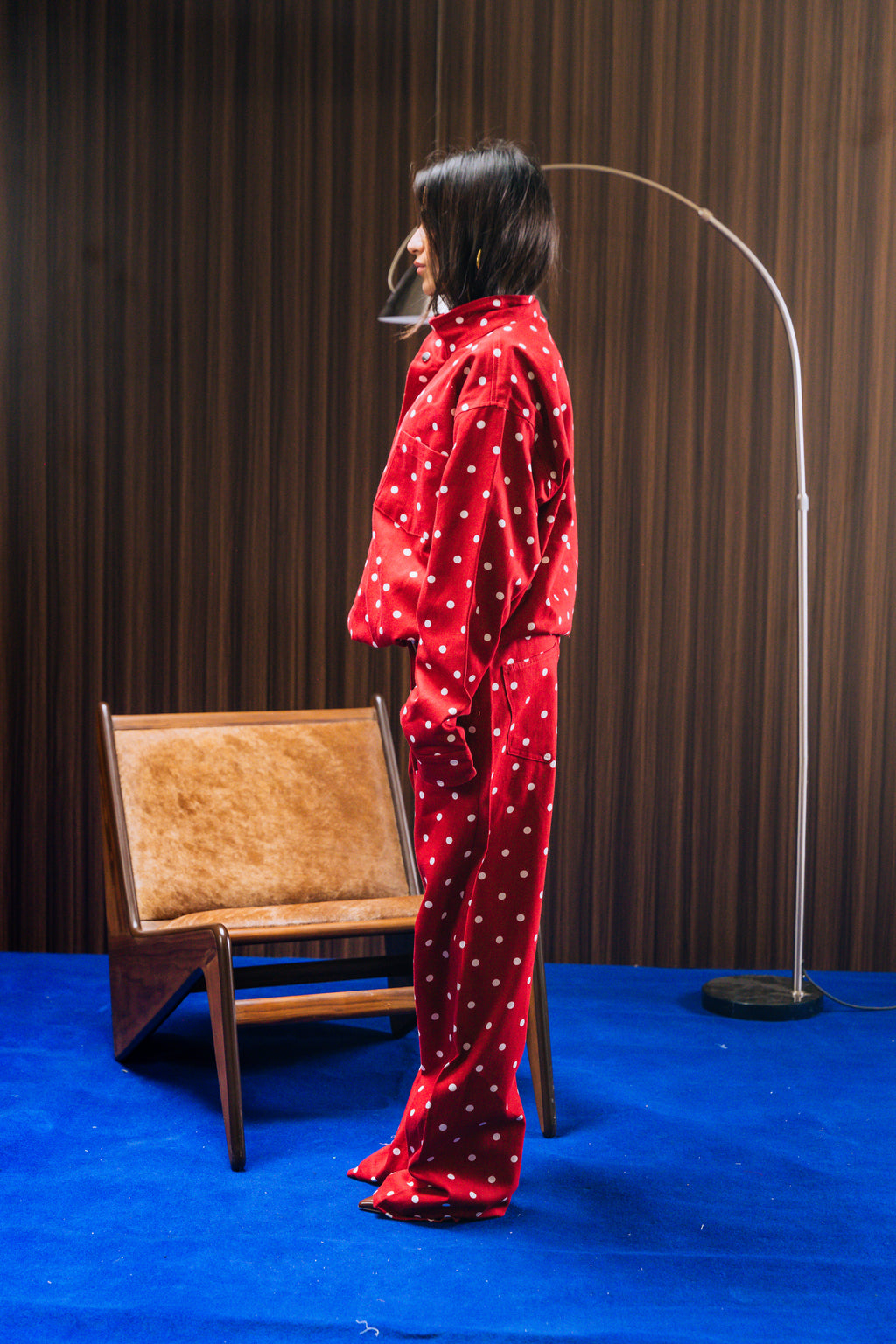 Polka Dot Denim Jacket - CHERRY RED