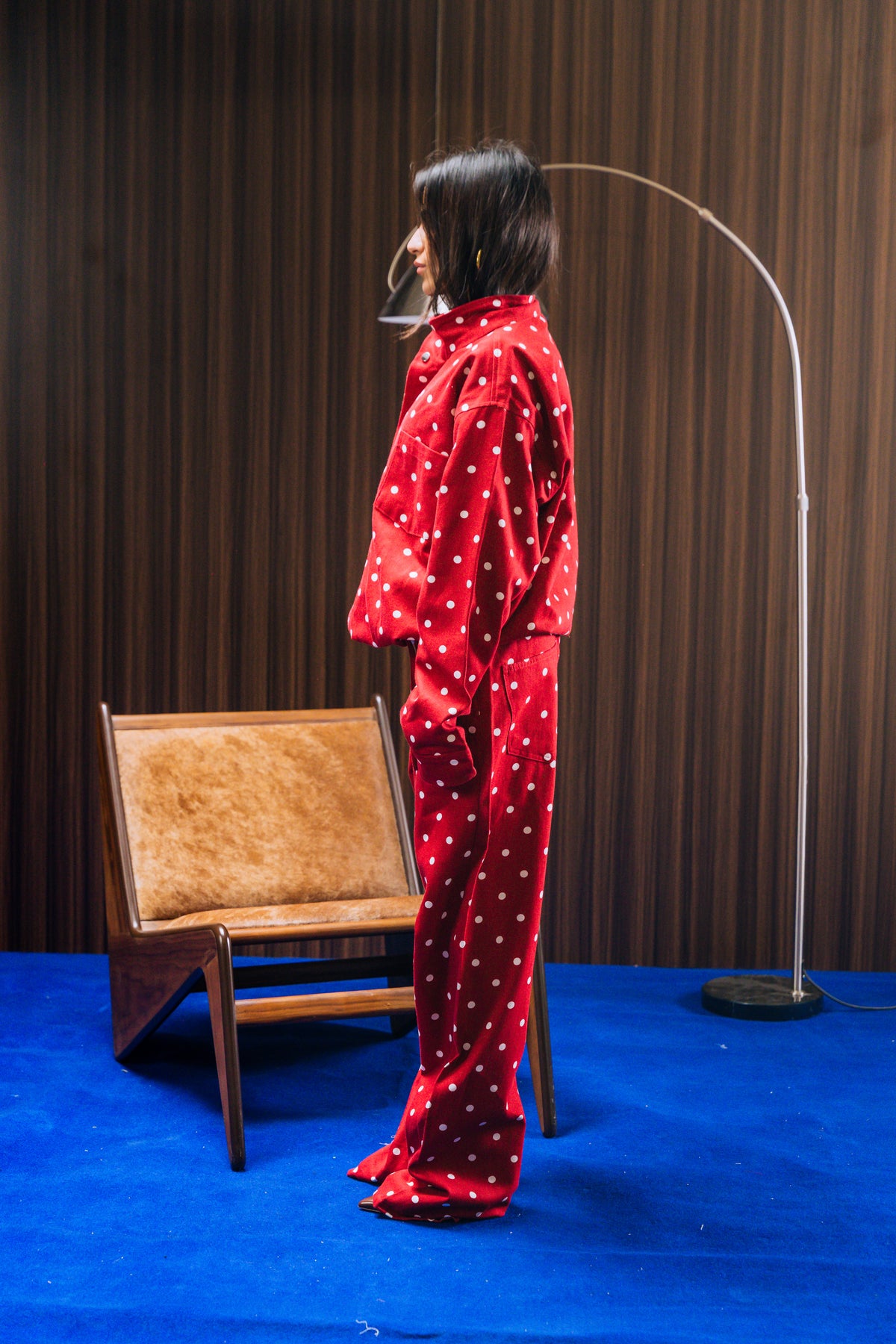 Polka Dot Denim Jacket - CHERRY RED