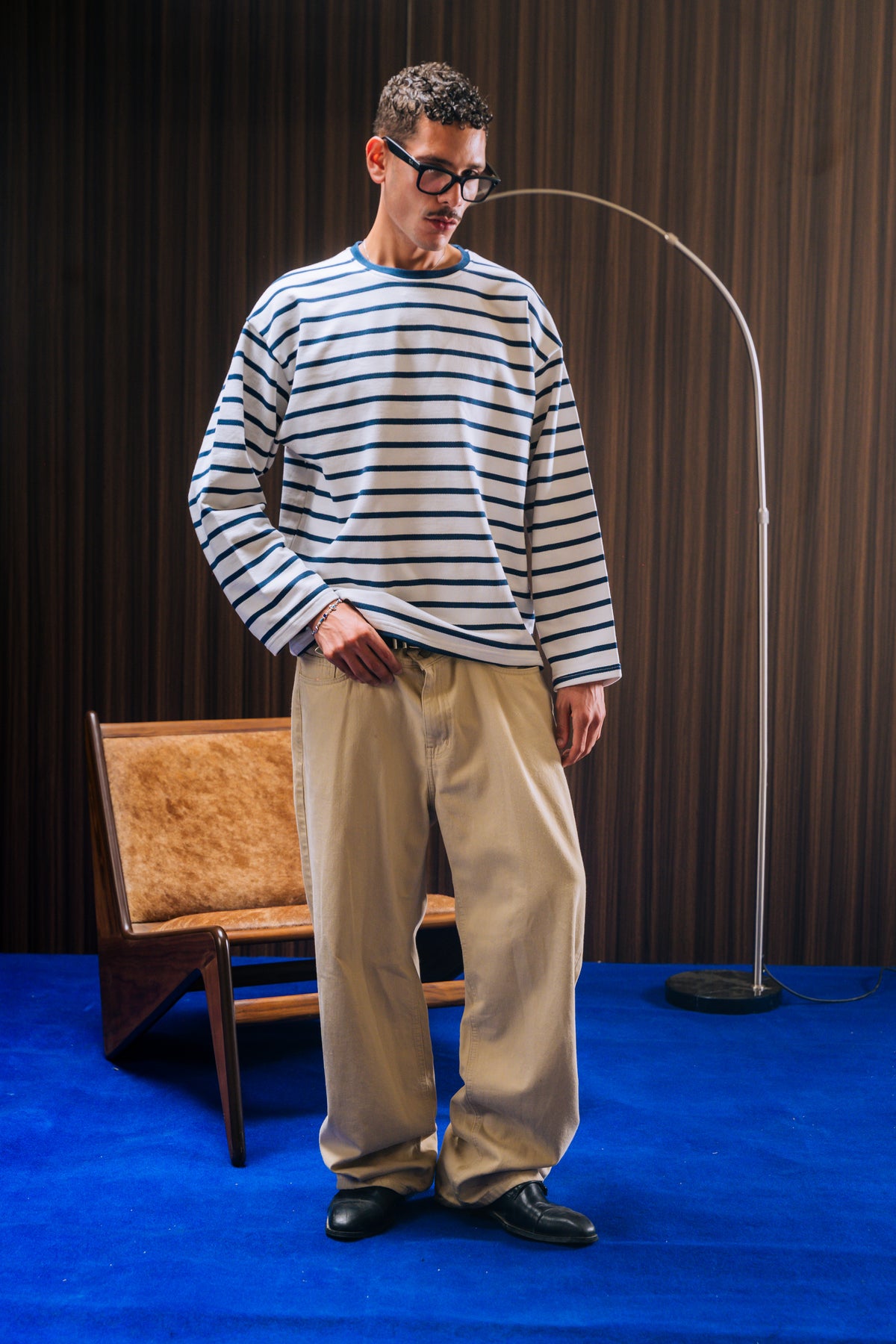 Striped Long Sleeve Tee - White / Navy