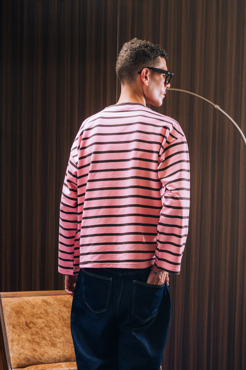 Striped Long Sleeve Tee - Pink / Brown