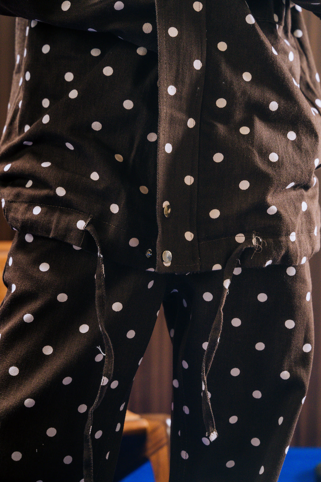 Polka Dot Denim Jacket - Dark Brown