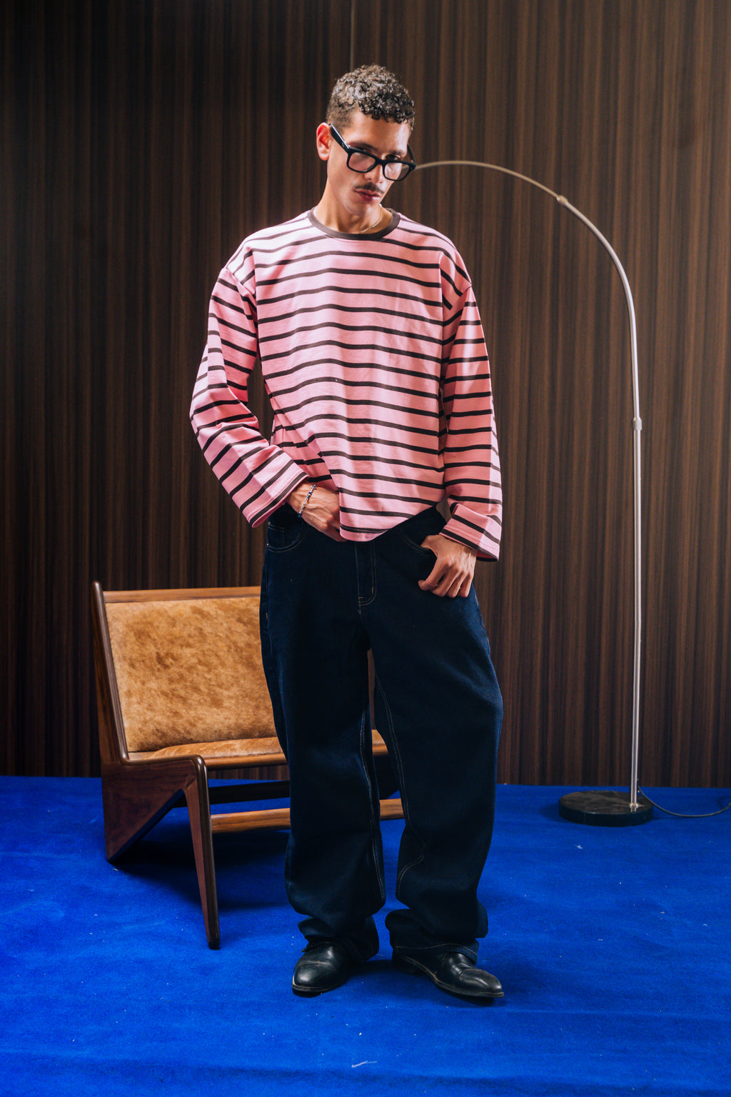 Striped Long Sleeve Tee - Pink / Brown