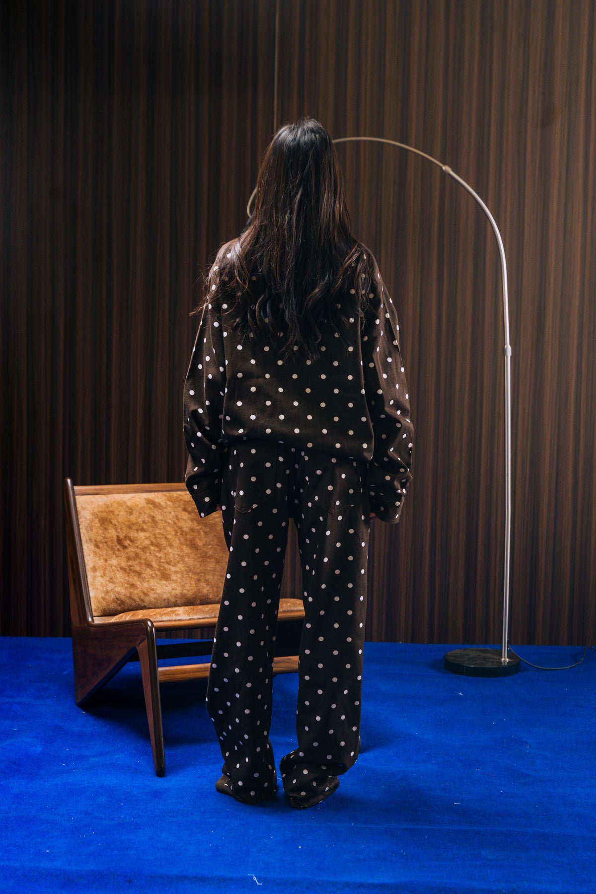 Polka Dot Denim Jacket - Dark Brown