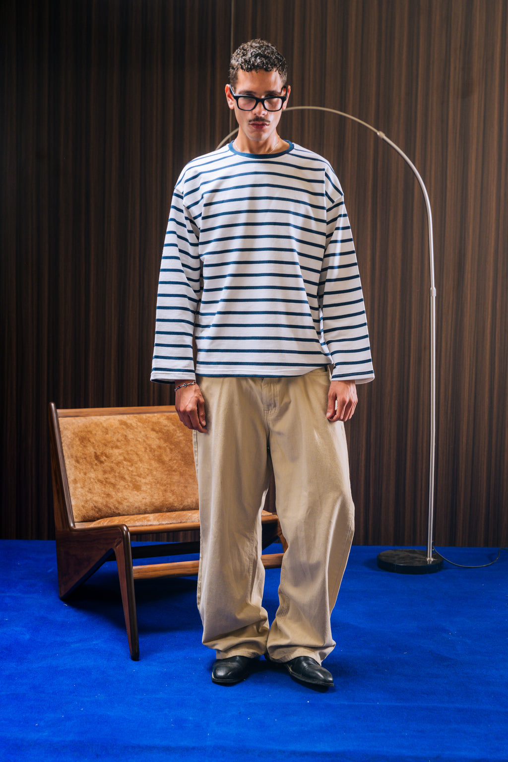 Striped Long Sleeve Tee - White / Navy